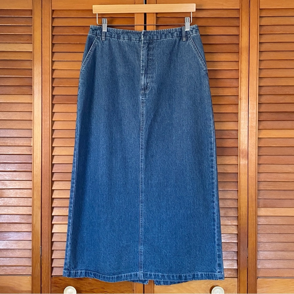 Vintage Kim Rogers Skirt Size 14 (33" Waist) Blue Jean Denim Midi Pencil Long
